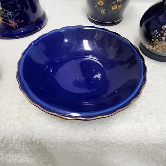 Vintage Japan Blue Cobalt Ceramic Set Lot of 5